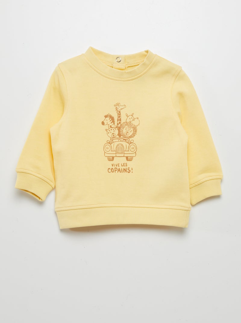 Sweatshirt em moletão fino com estampado AMARELO - Kiabi