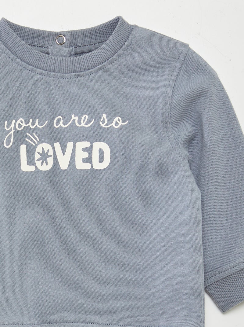 Sweatshirt em moletão fino com estampado AZUL - Kiabi