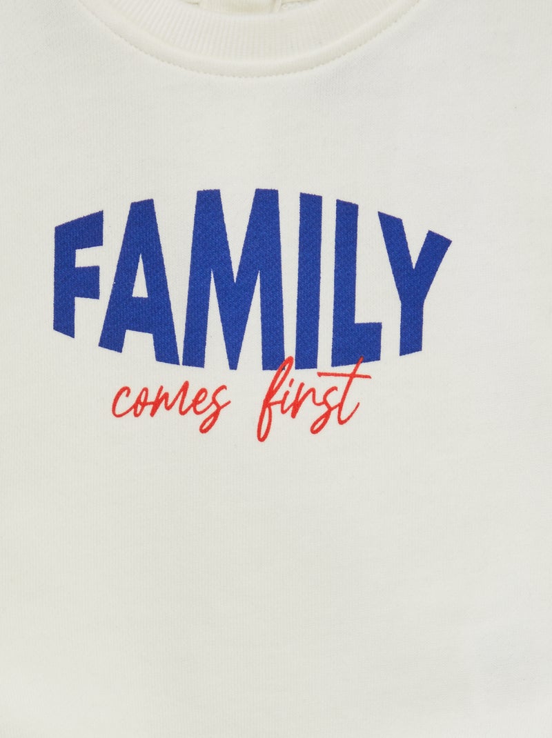 Sweatshirt em moletão fino com estampado BRANCO - Kiabi