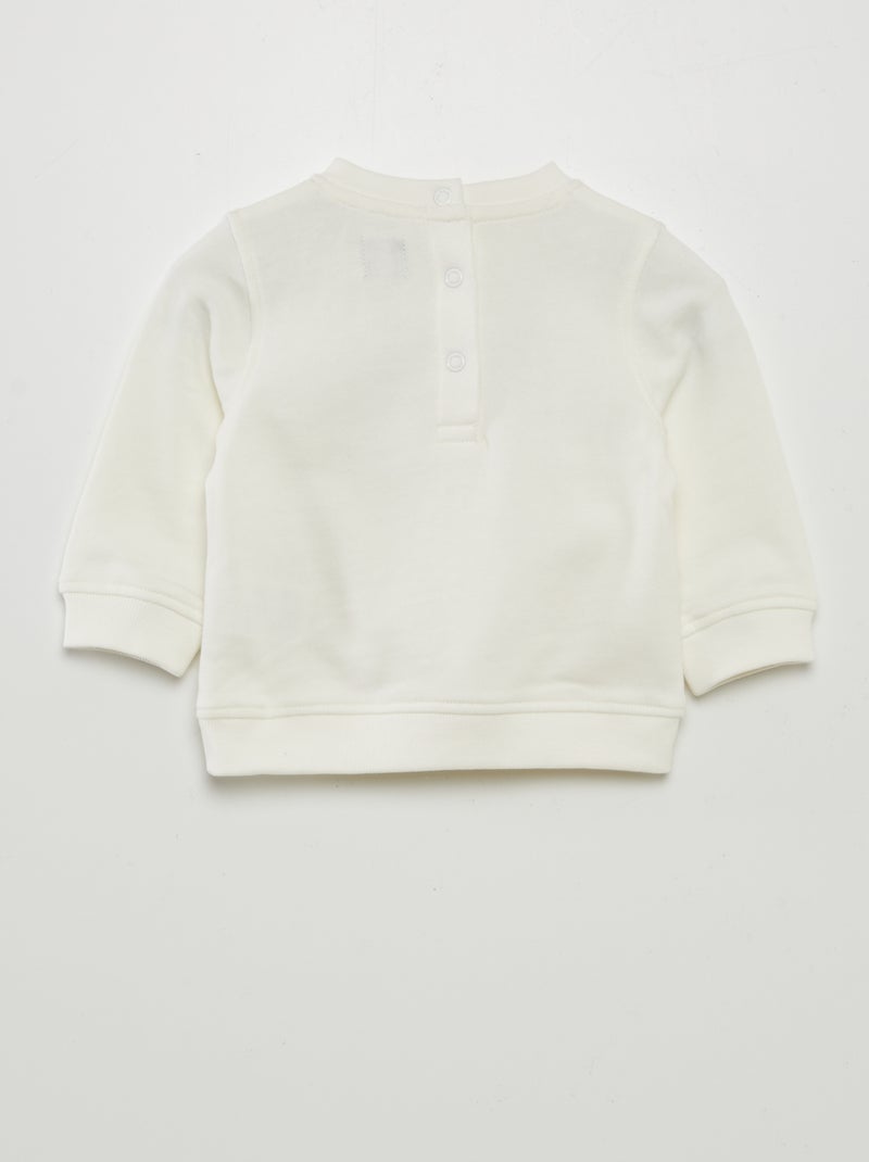 Sweatshirt em moletão fino com estampado BRANCO - Kiabi