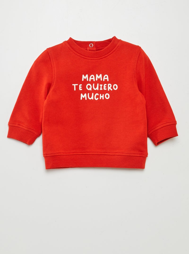 Sweatshirt em moletão fino com estampado VERMELHO - Kiabi