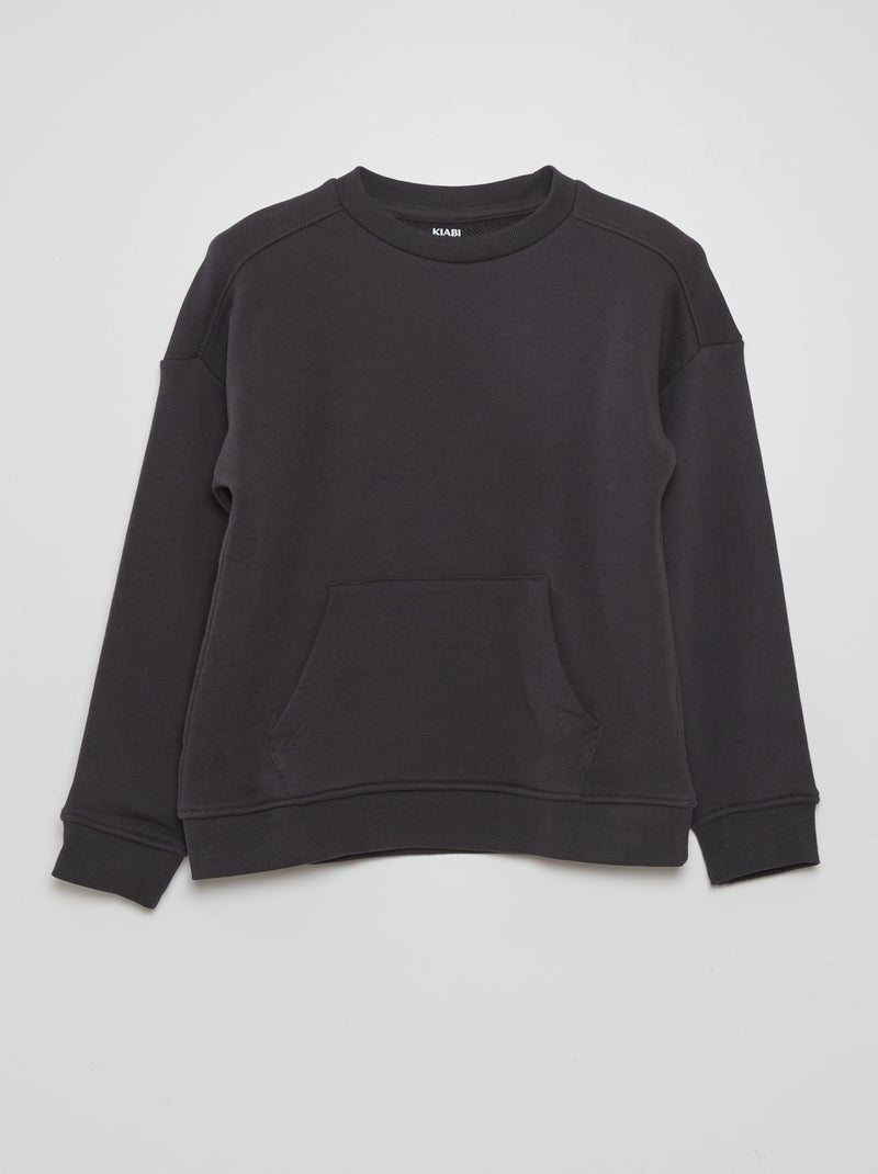 Sweatshirt em moletão fino PRETO - Kiabi
