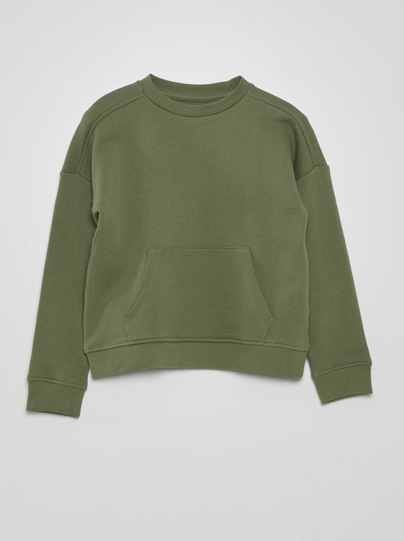 Sweatshirt em moletão fino Verde - Kiabi