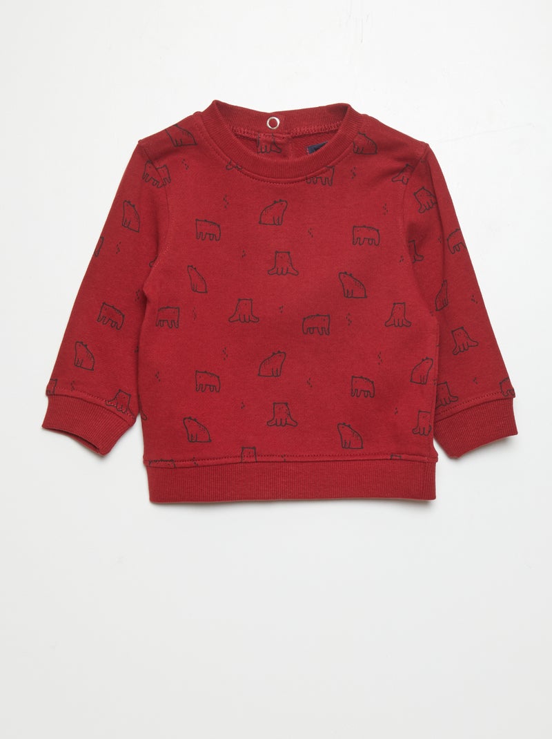 Sweatshirt em moletão fino VERMELHO - Kiabi