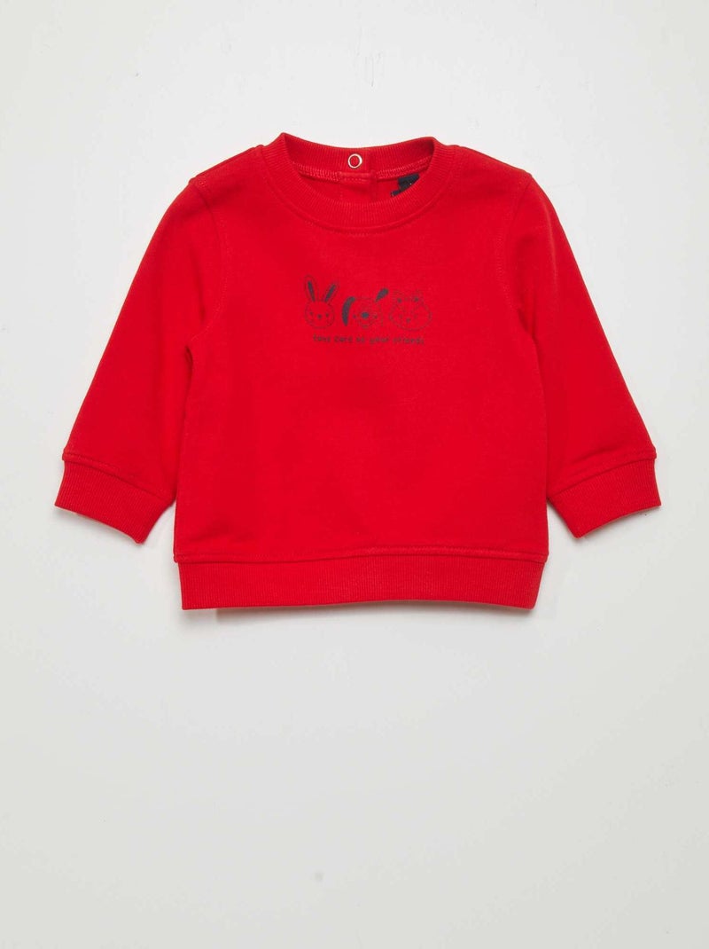 Sweatshirt em moletão fino VERMELHO - Kiabi