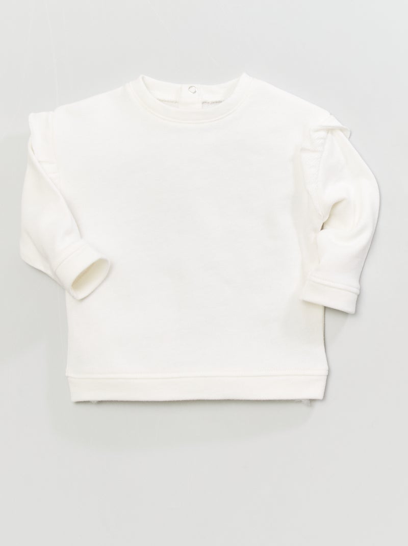 Sweatshirt em moletão gola redonda Branco - Kiabi