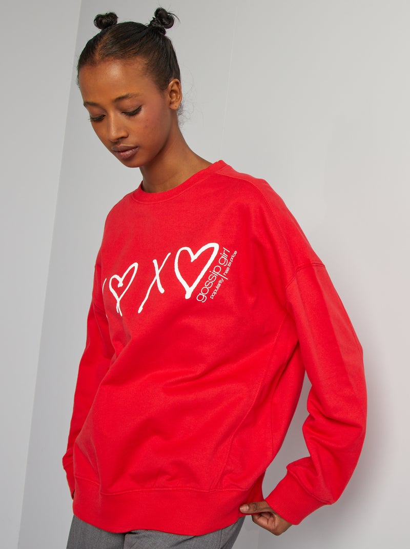 Sweatshirt em moletão 'Gossip Girl' Vermelho - Kiabi
