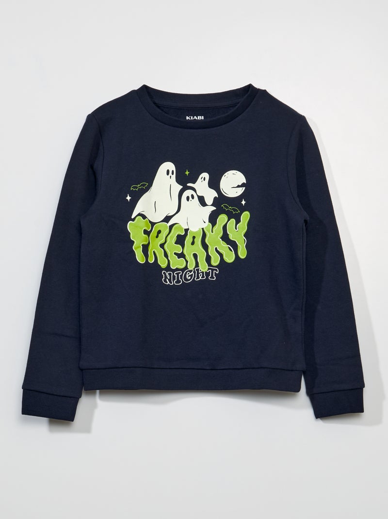 Sweatshirt em moletão 'Halloween' AZUL - Kiabi