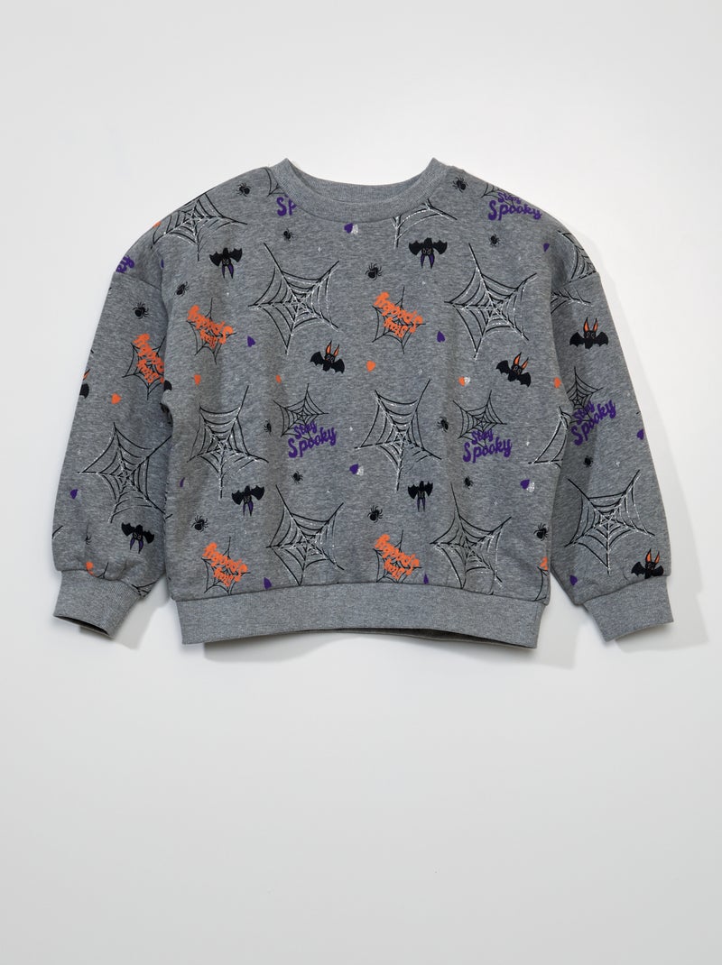 Sweatshirt em moletão 'Halloween' Cinza - Kiabi