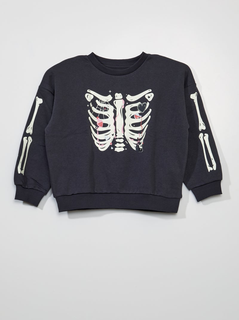 Sweatshirt em moletão 'Halloween' Cinza - Kiabi