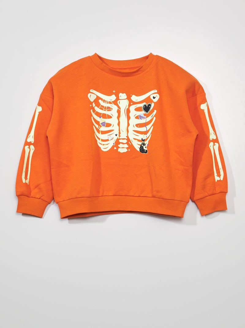 Sweatshirt em moletão 'Halloween' Laranja - Kiabi
