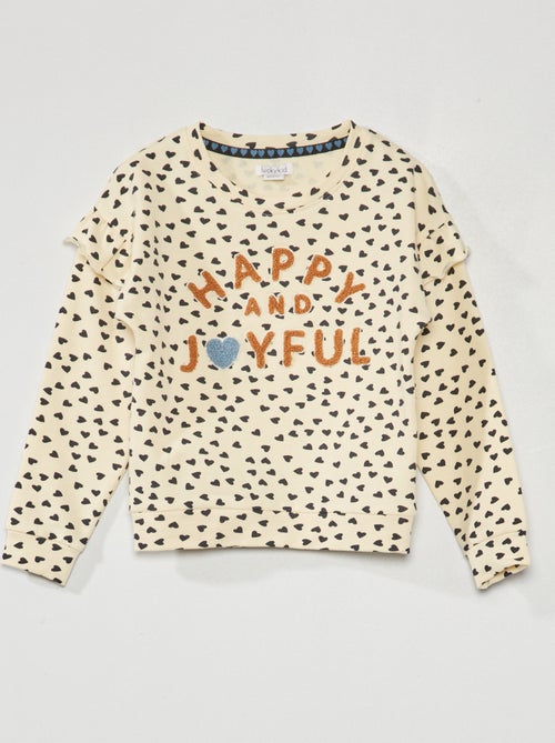 Sweatshirt em moletão 'Happy and Joyfull' - Kiabi