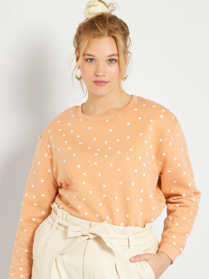 Sweatshirt em moletão LARANJA - Kiabi