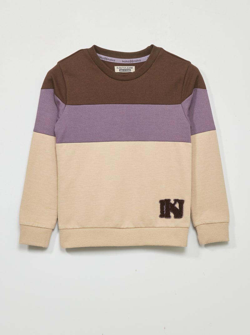Sweatshirt em moletão leve color-block CASTANHO - Kiabi
