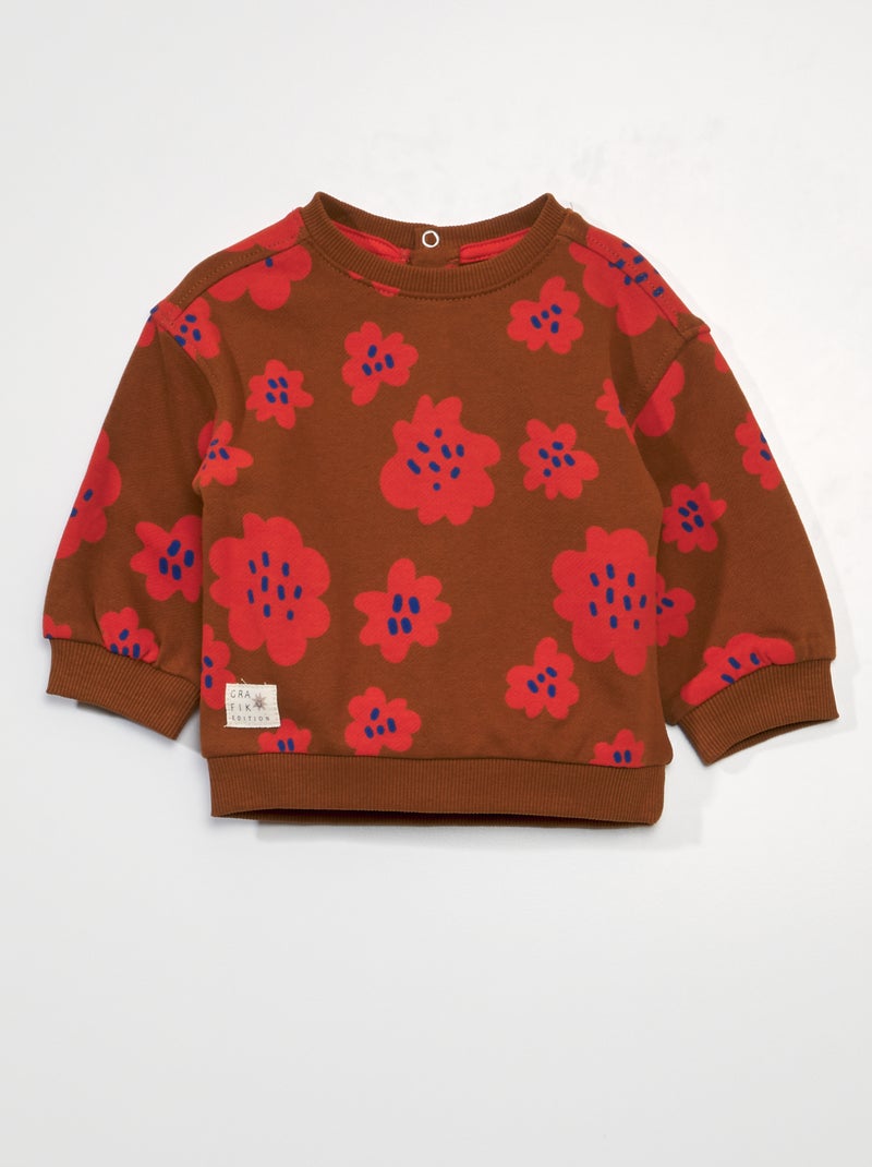 Sweatshirt em moletão leve com abertura atrás BRANCO - Kiabi