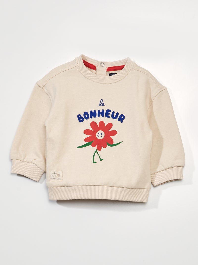 Sweatshirt em moletão leve com abertura atrás BRANCO - Kiabi