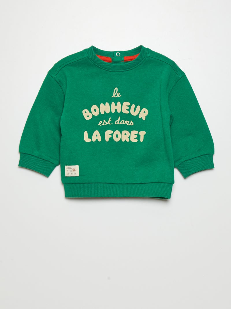 Sweatshirt em moletão leve com abertura atrás BRANCO - Kiabi