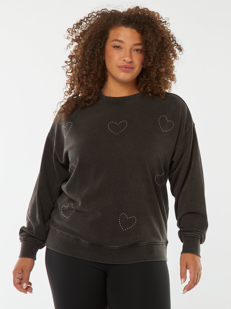 Sweatshirt em moletão leve com estrelas em ouropel Preto - Kiabi