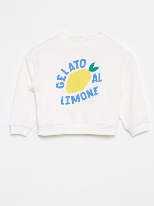 Sweatshirt em moletão leve com gola redonda e motivo - Kiabi