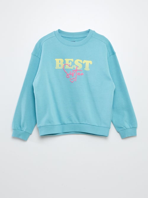 Sweatshirt em moletão leve estampada 'Sister' - Kiabi