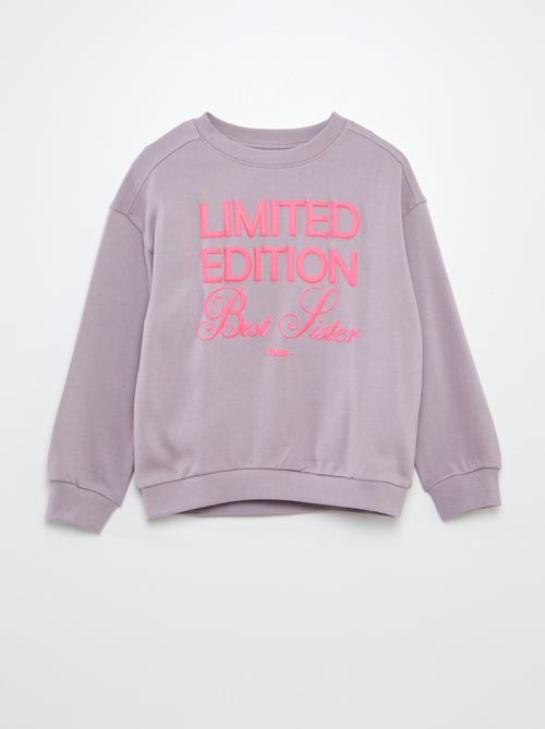 Sweatshirt em moletão leve estampada 'Sister' - Kiabi
