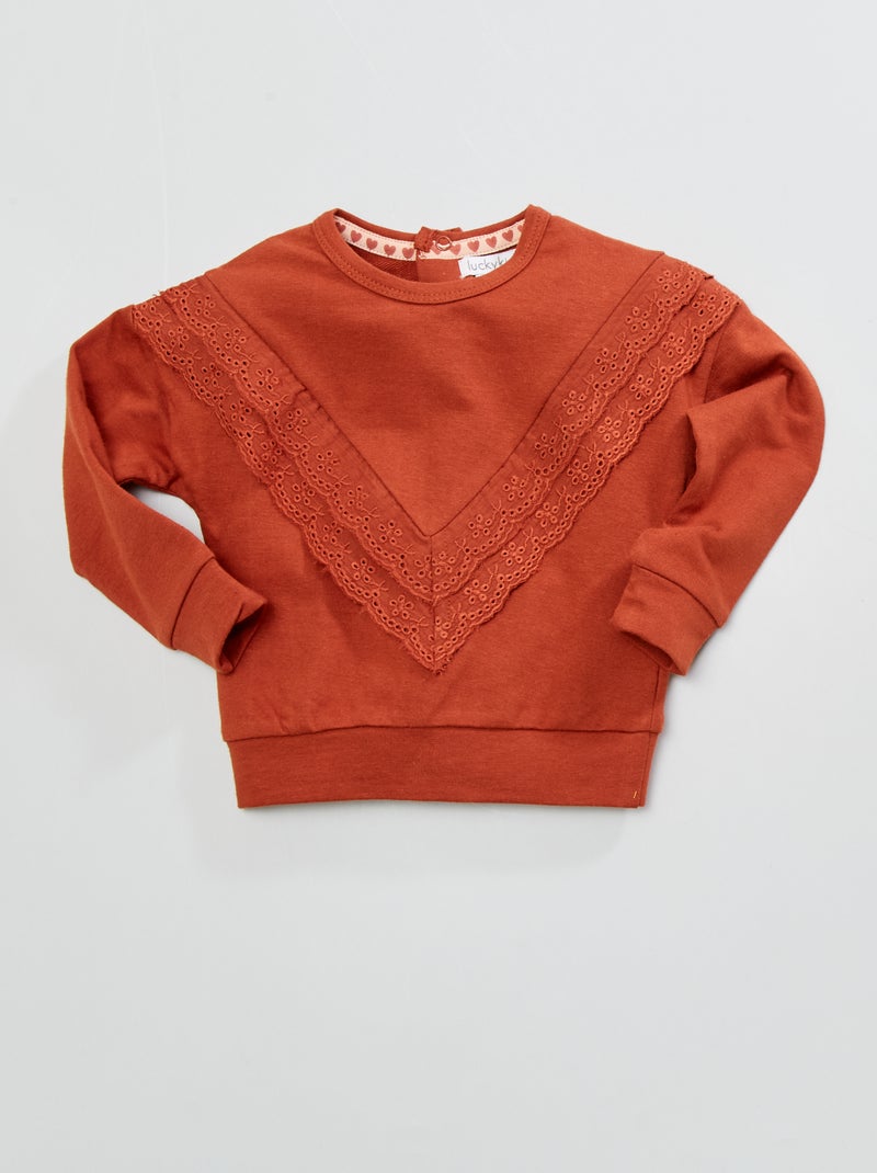 Sweatshirt em moletão leve LARANJA - Kiabi