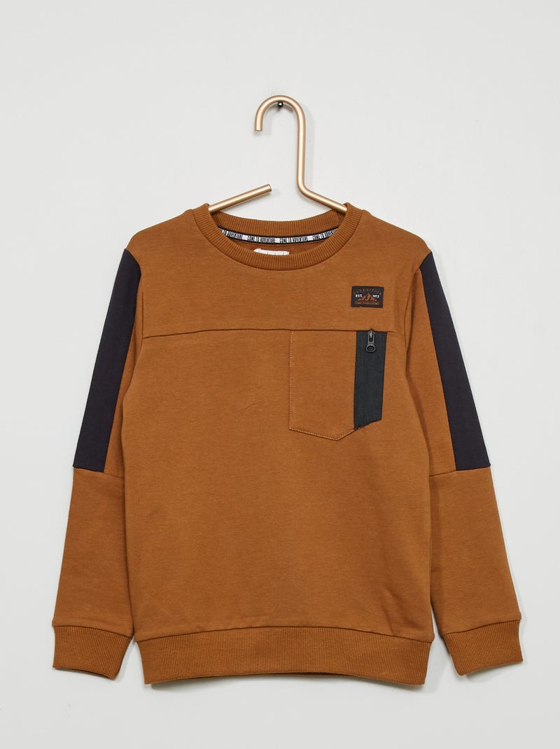 Sweatshirt em moletão leve Marrom - Kiabi