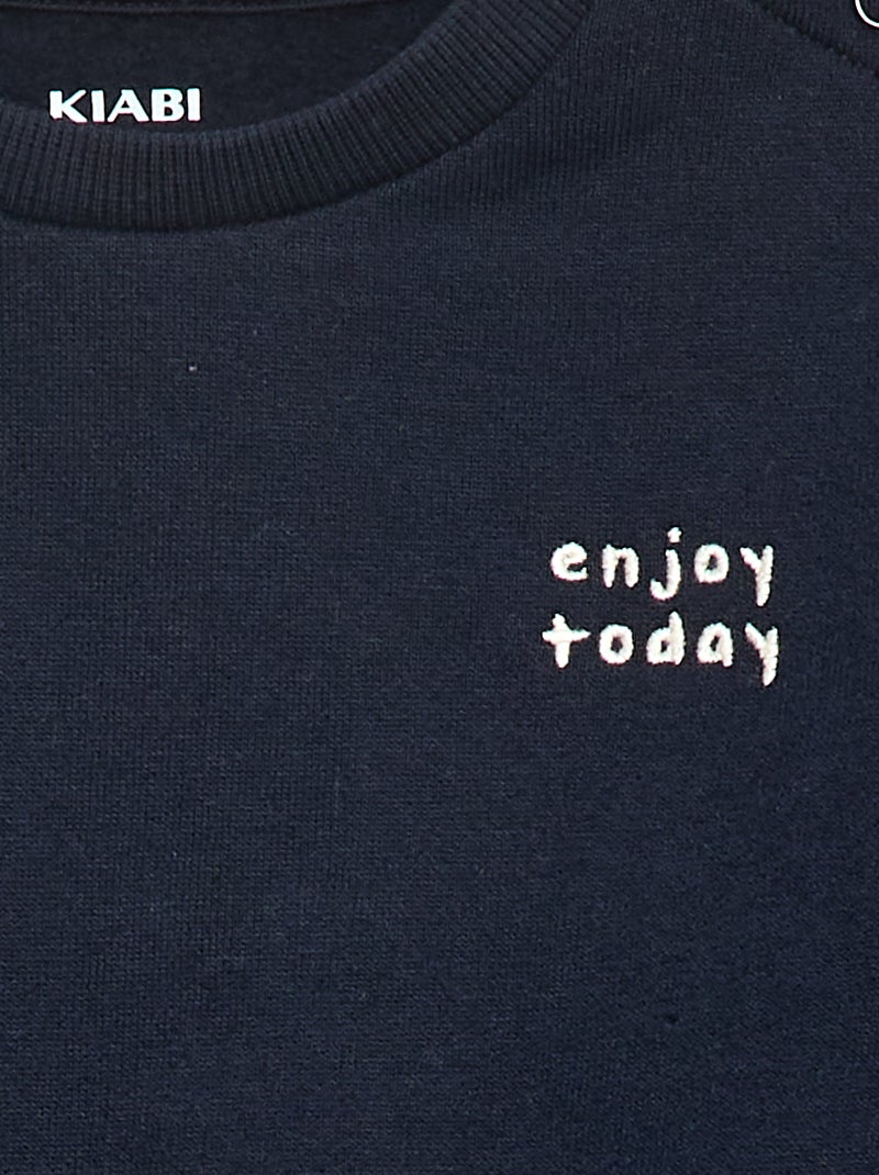 Sweatshirt em moletão lisa Azul - Kiabi