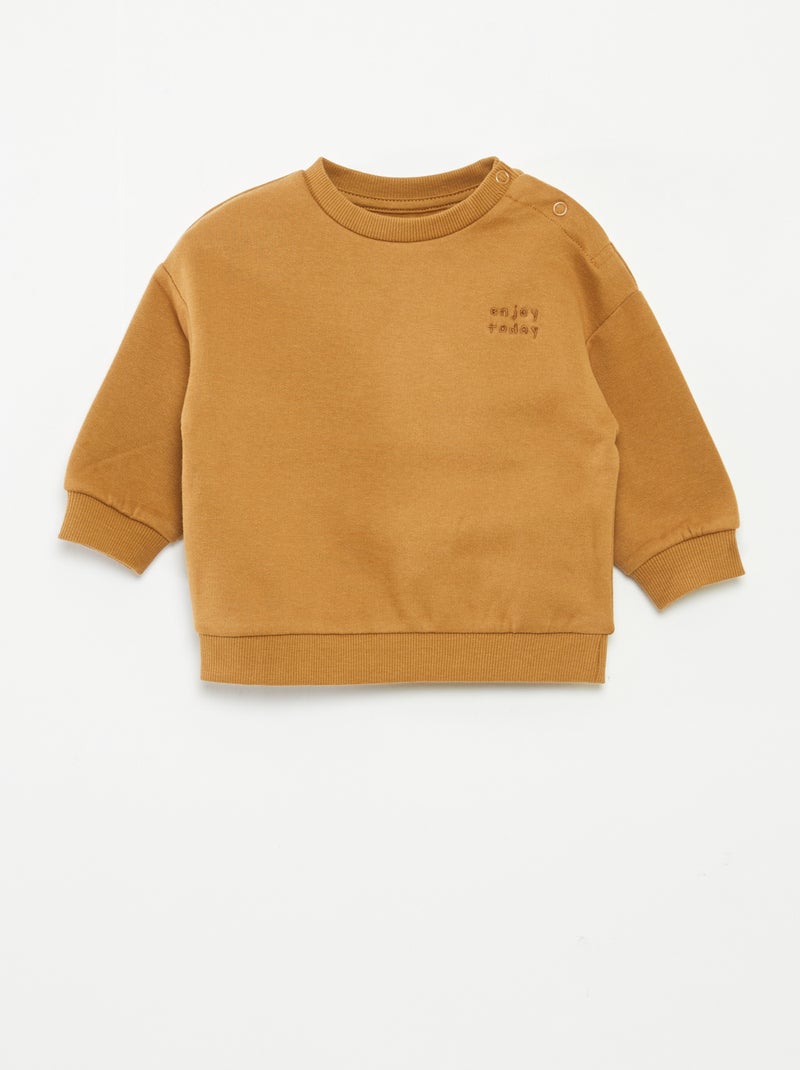 Sweatshirt em moletão lisa Bege - Kiabi