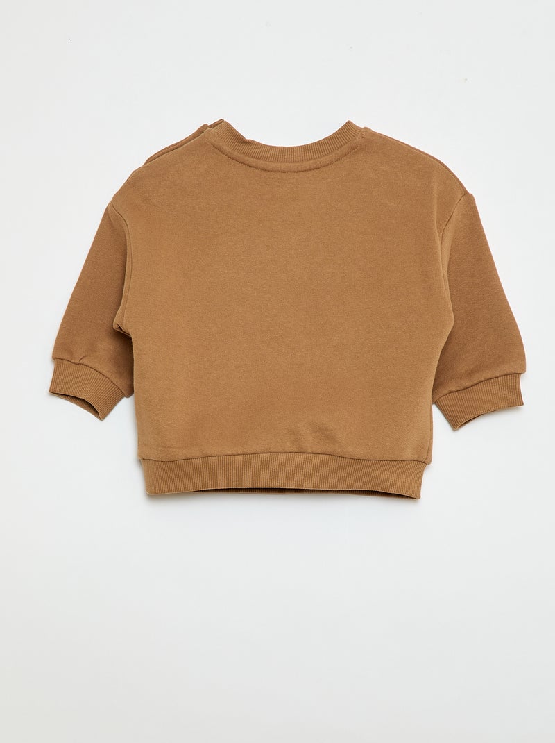 Sweatshirt em moletão lisa Bege - Kiabi