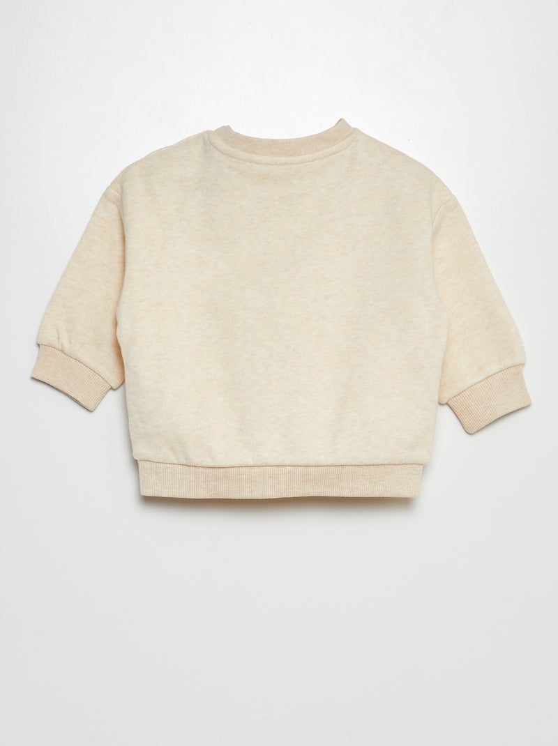 Sweatshirt em moletão lisa BEGE - Kiabi