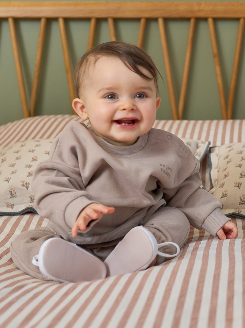 Sweatshirt em moletão lisa BEGE - Kiabi