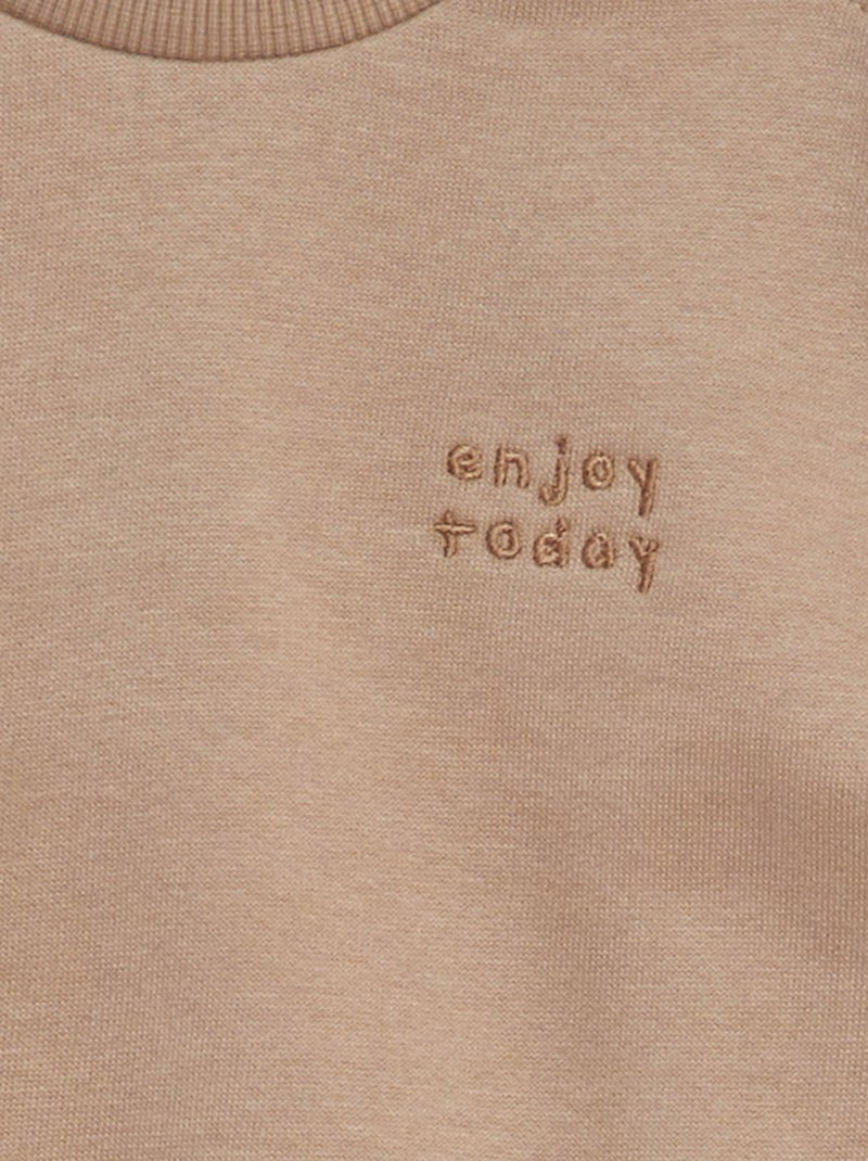 Sweatshirt em moletão lisa BEGE - Kiabi