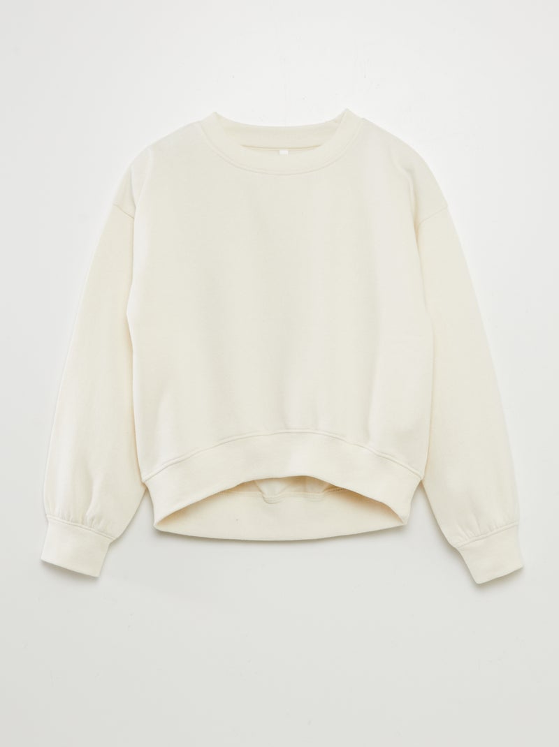 Sweatshirt em moletão lisa BEGE - Kiabi