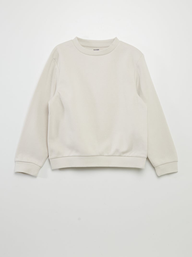 Sweatshirt em moletão lisa BRANCO - Kiabi