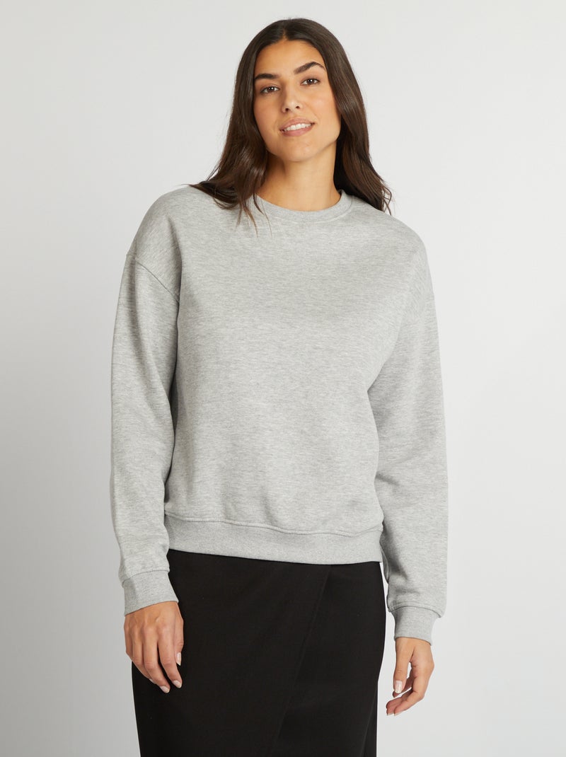 Sweatshirt em moletão lisa CINZA - Kiabi