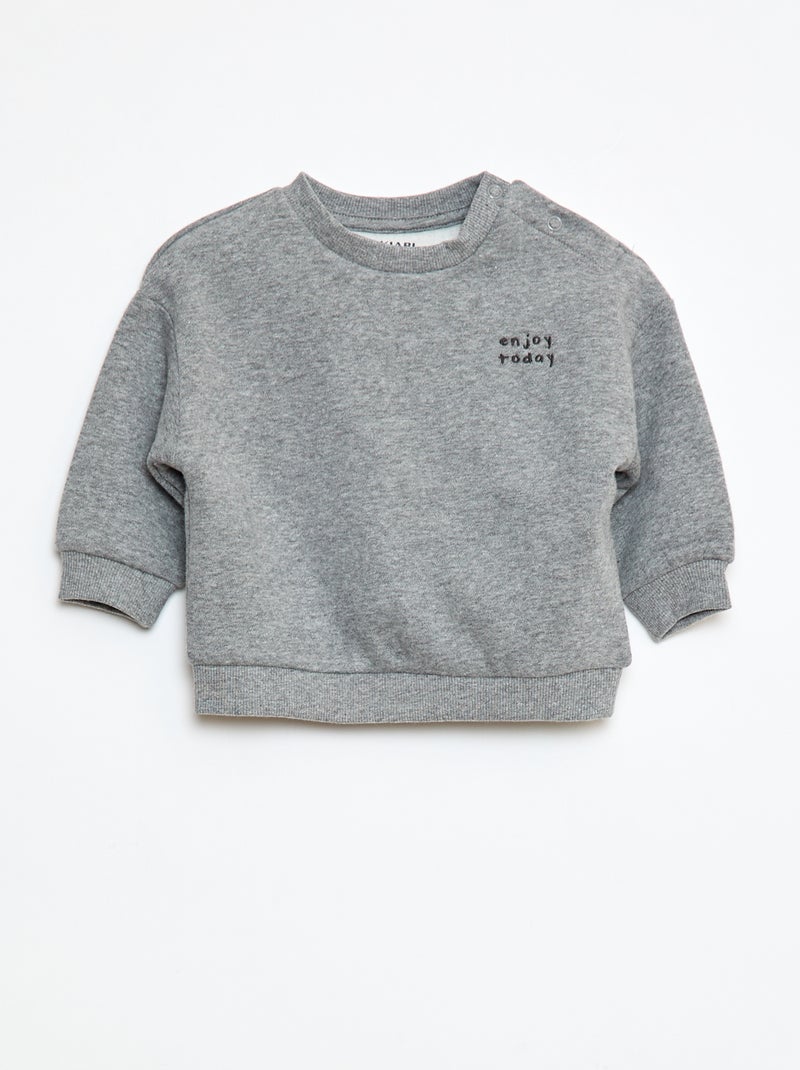 Sweatshirt em moletão lisa Cinza - Kiabi