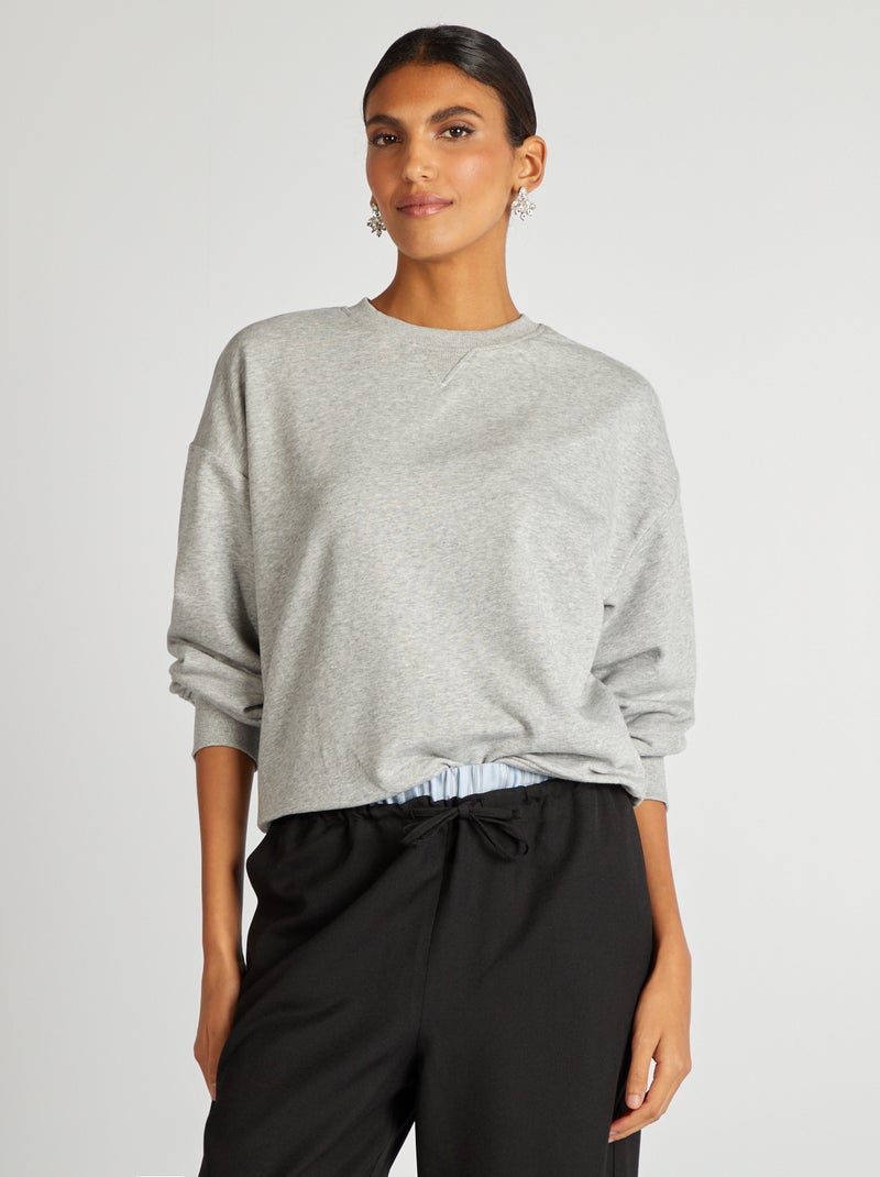 Sweatshirt em moletão lisa CINZA - Kiabi