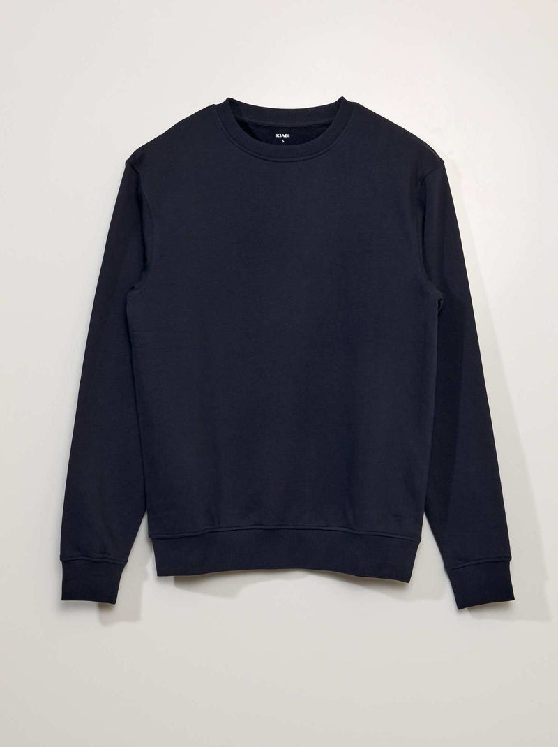 Sweatshirt em moletão lisa de gola redonda AZUL - Kiabi