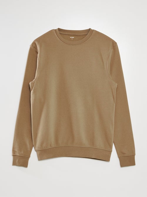 Sweatshirt em moletão lisa de gola redonda - Kiabi