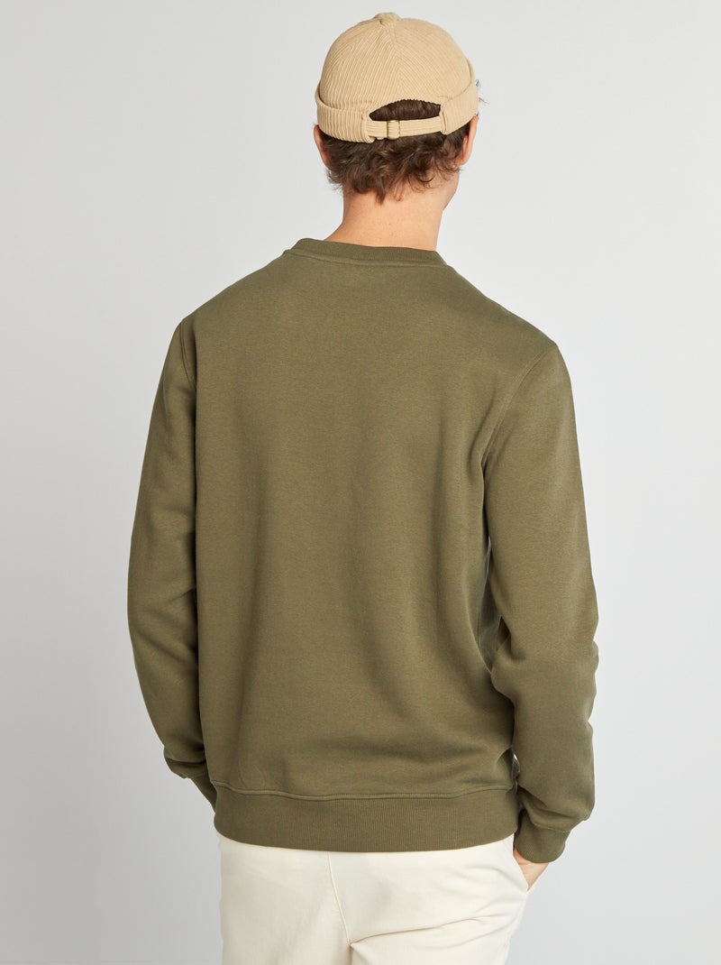 Sweatshirt em moletão lisa de gola redonda CAQUI - Kiabi