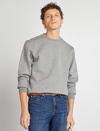 Sweatshirt em moletão lisa de gola redonda