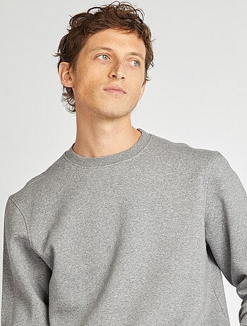 Sweatshirt em moletão lisa de gola redonda