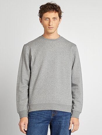 Sweatshirt em moletão lisa de gola redonda
