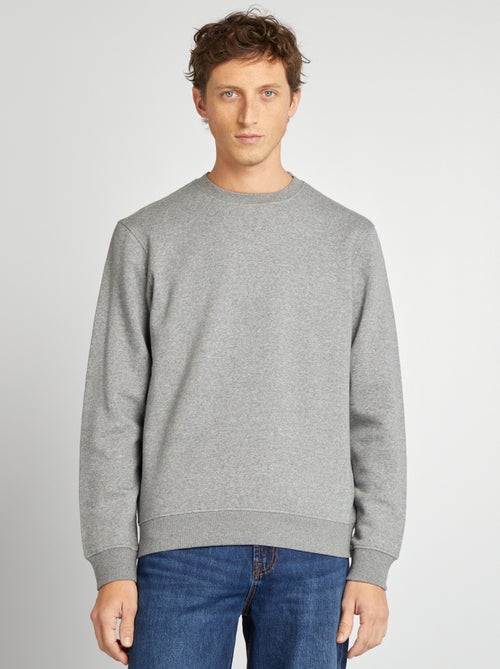 Sweatshirt em moletão lisa de gola redonda - Kiabi