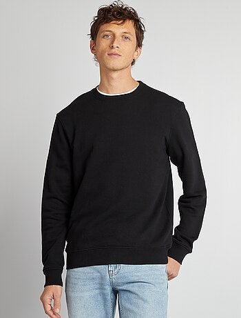 Sweatshirt em moletão lisa de gola redonda