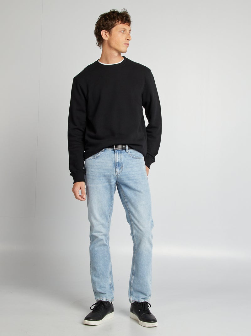 Sweatshirt em moletão lisa de gola redonda Preto - Kiabi