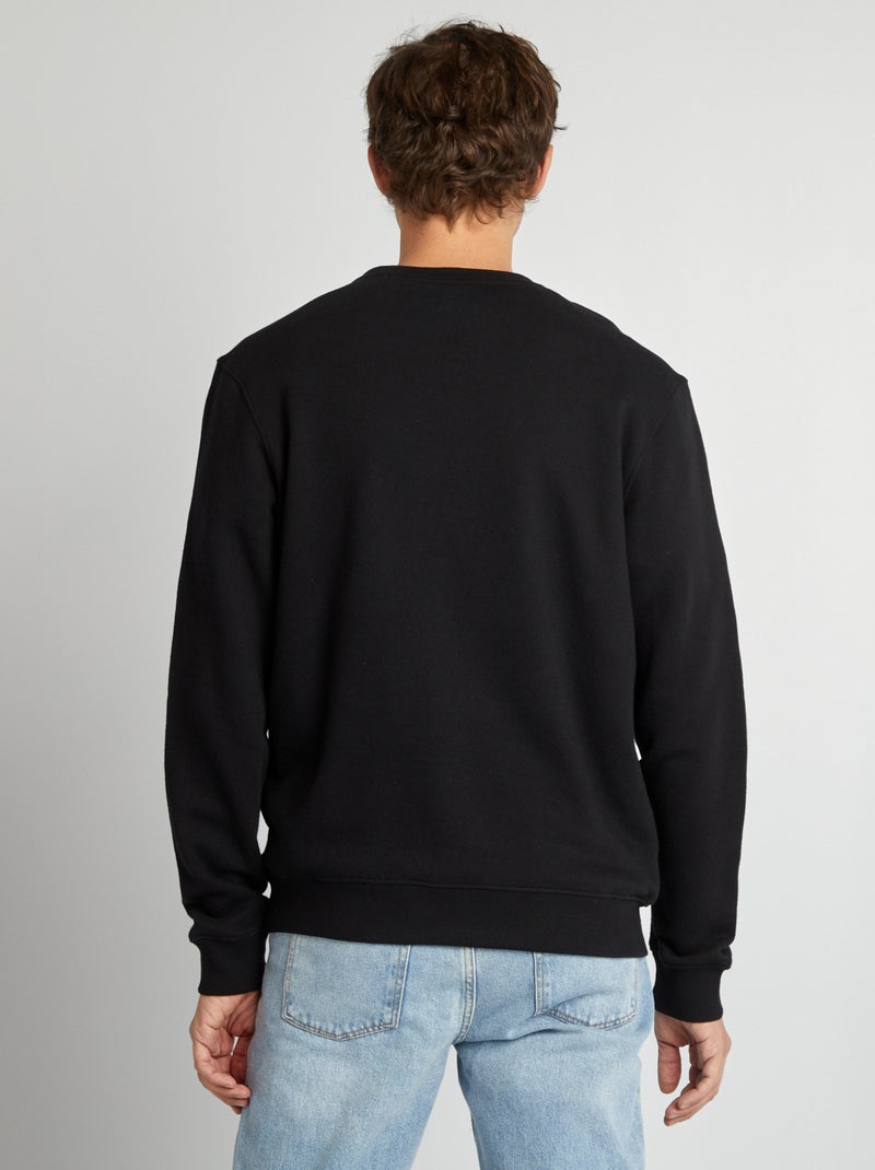 Sweatshirt em moletão lisa de gola redonda Preto - Kiabi