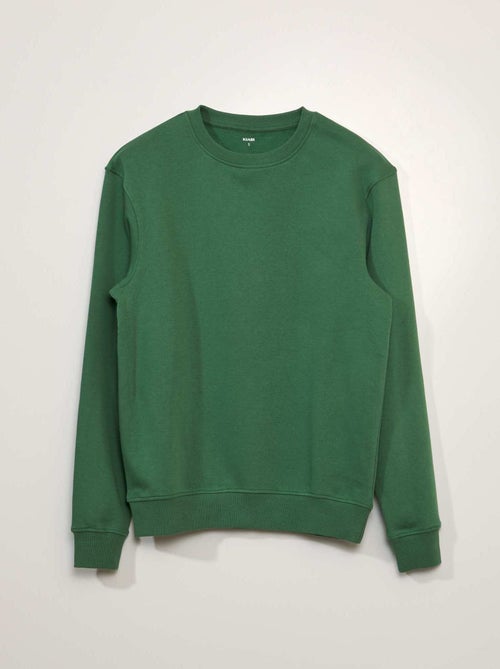 Sweatshirt em moletão lisa de gola redonda - Kiabi