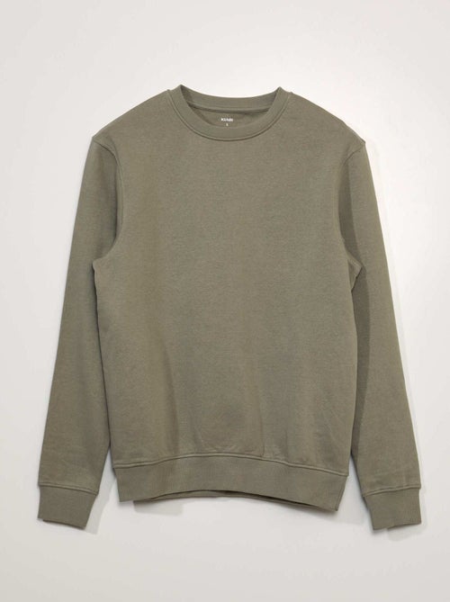 Sweatshirt em moletão lisa de gola redonda - Kiabi